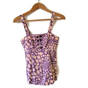 Marc by Marc Jacobs Silk Geometric Print Camisole Tank Top Purple Size 4